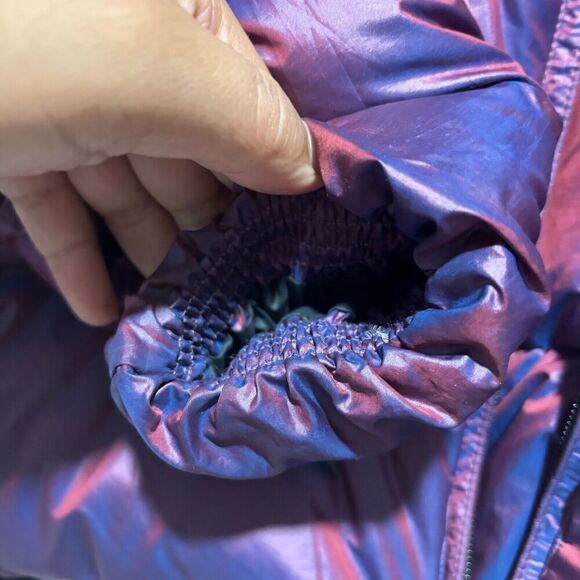 Nike Down Fill Iridescent Hooded Full Zip Puffer Jacket Large Purple Lined - Picture 10 of 15